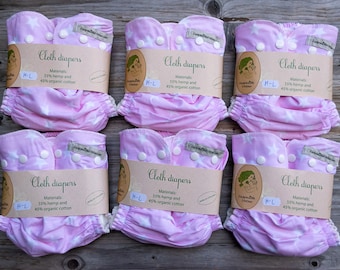6-delige hennep-katoenen luierset/pak + wollen luierhoes gratis / M-L / wasbare zakluier met inzetstuk / cadeau / natuurlijk materiaal