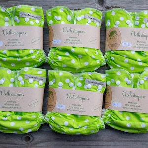 6 Stück Hanf-Bio-Baumwolle Stoffwindeln Set für Baby + Merino Wolle gratis Bezug