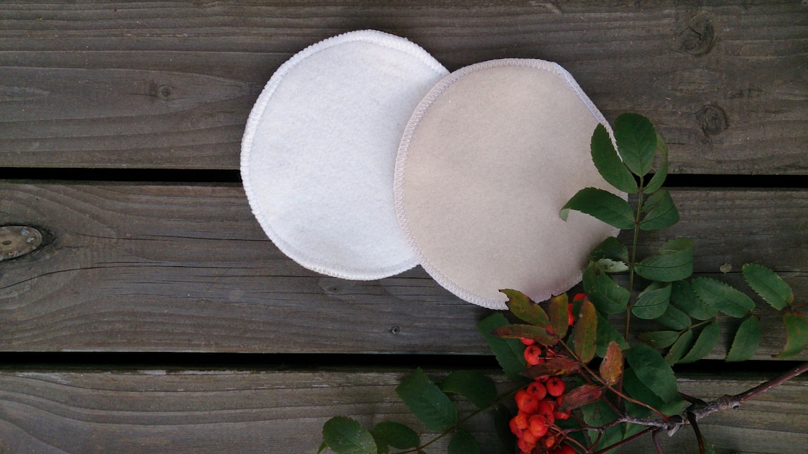 Merino Wool Hemp Cotton Nursing Pads / Sandy Color / Price for One Pair 2 Pieces 1013cm 3.95.1