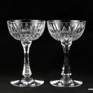 Hawkes Crystal Stem 7240 Eardley Cut Schnaps-/Cocktailgläser – Vintage 1950er Jahre Bargeschirr (Paar)