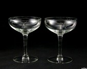 Susquehanna Champagne Glasses - Champagne Coupes - Champagne Saucers - Six Point Star Pattern - Vintage - 1930s - 1940s - 1950s (pairs)