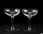 Susquehanna Champagne Glasses - Champagne Coupes - Champagne Saucers - Six Point Star Pattern - Vintage - 1930s - 1940s - 1950s (pairs)