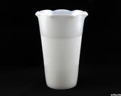 Hazel Atlas O-1102 Opal Ware Crimped Top Vase (MIlk Glass)