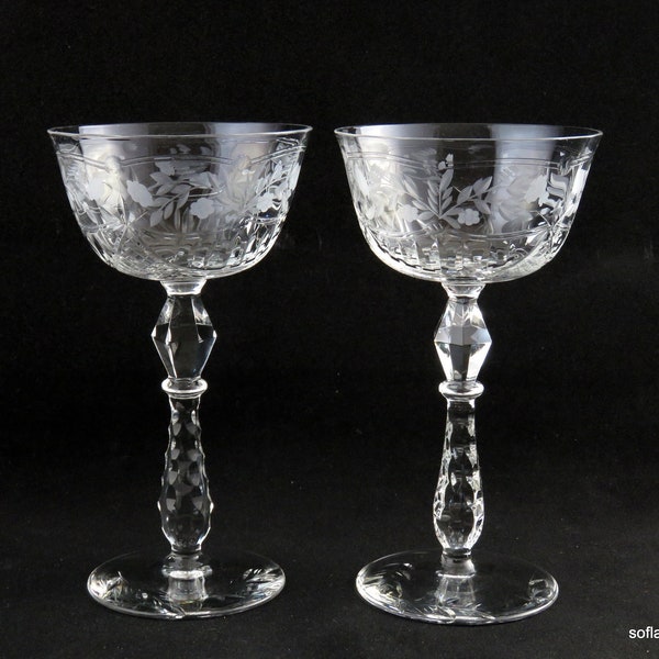 Rock Sharpe Buckingham Patten Champagne Glass/Coupe on Stem 1008 - Ca 1930s-1940s Barware