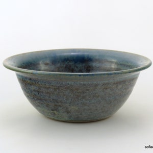 Artist Signed Mottled Blue Glaze Art Pottery Stoneware Bowl