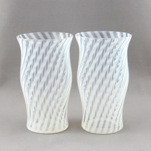 Fenton 222 French Opalescent Spiral Optic Tumblers ca. 1920s (pair)
