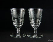 Rock Sharpe 3005 - 21 Cut Floral Pattern Juice Glasses - Vintage 1930s 1940s Stemware (pairs)