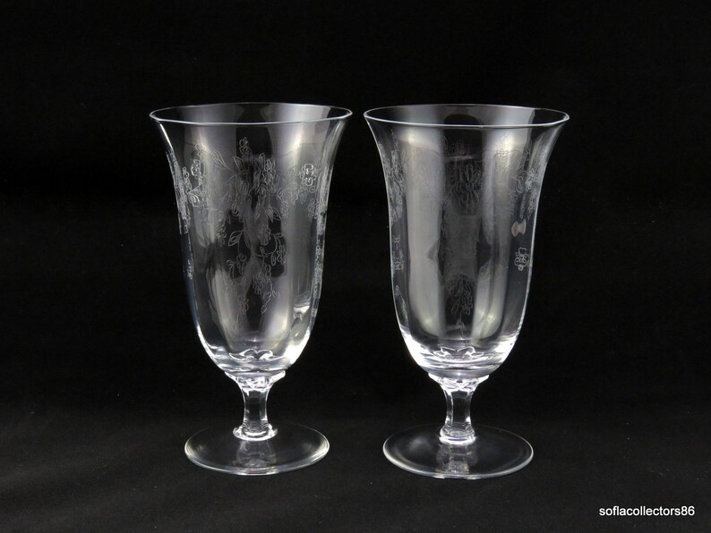 Lenox Crystal Castle Garden Etch Iced Tea Glasses Vintage Etsy