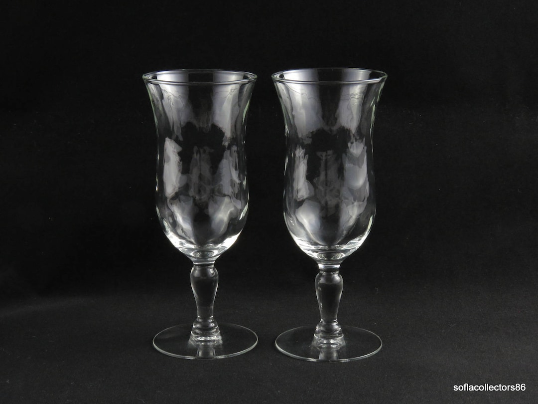 Crystal Glass Loop Optic Juice Glasses Vintage 1930s 1950s Stemware