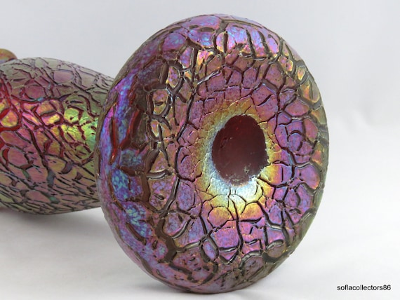 Rindskopf Rubina (ruby) Iridescent Crackle Tall Art Glass Rindskopf Rubina (ruby) Iridescent Crackle Tall Art Glass