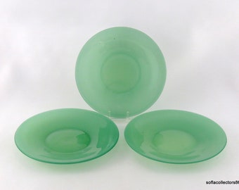 Stevens & Williams Jade Green Bread and Butter Plates - Set of 3