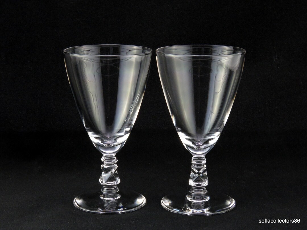 Vintage Bryce Brothers Crystal Juice or Wine Glasses: Faceted Stems ...