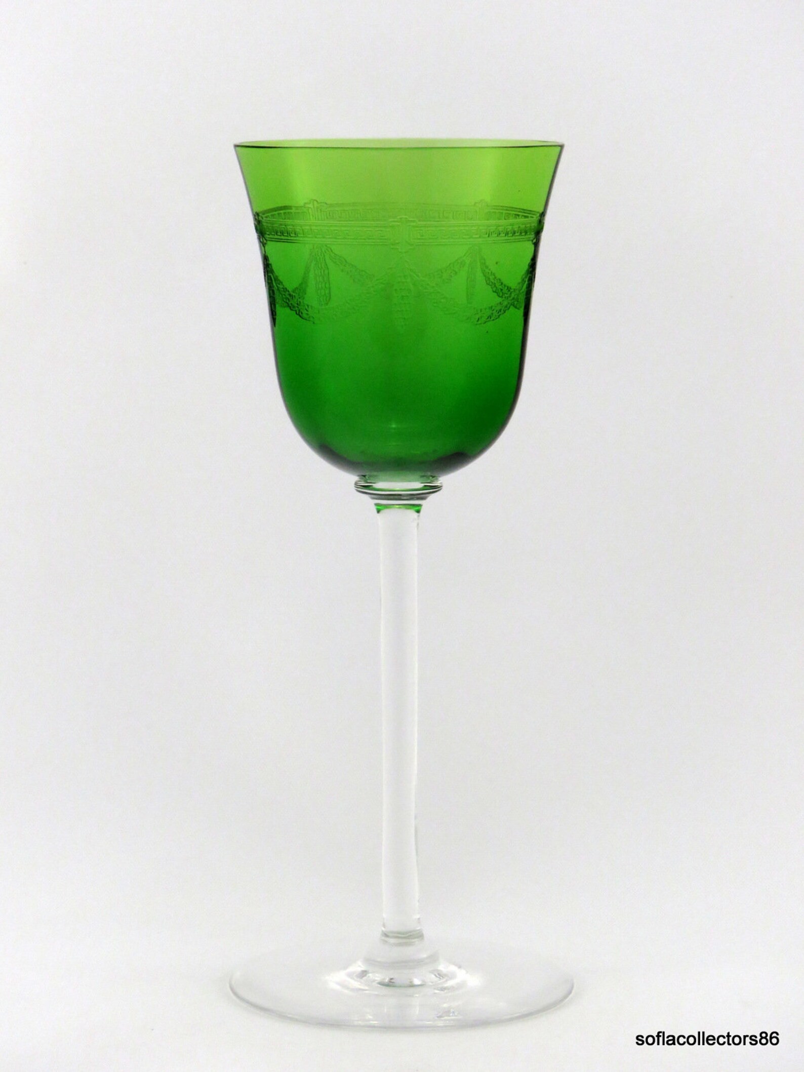 Heisey Green & Crystal Wine Glasses / Goblets W 152 Apollo Etsy