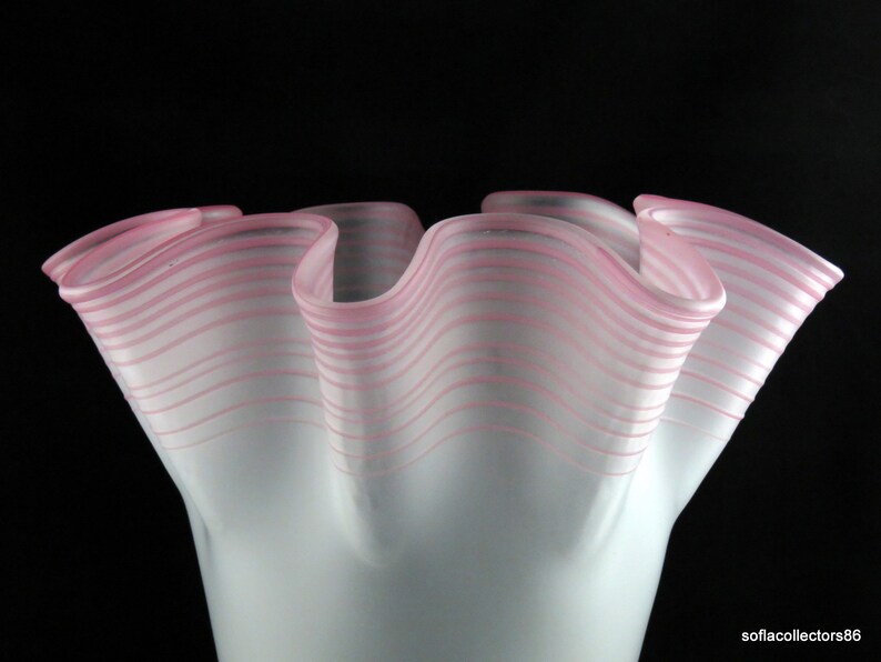 Monumental Handmade Empoli Pink Threaded Satin Vase by VAS Montelupo Fiorentino