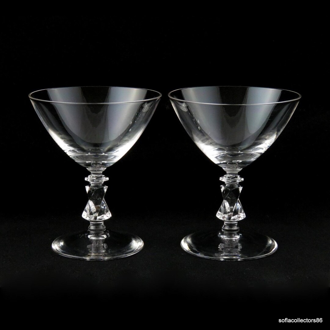 Bryce Brothers Crystal Champagne Glasses/coupes: Faceted Stems (pair ...