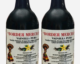 Border Merchant Authentic Mexican Vanilla Vainilla Mexicana Pura 2 Glass Bottle 31 oz. From Mexico