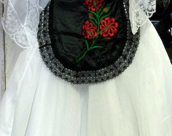 Veracruz Womens Xs-Xxl Folklorico Fiesta Dance Traditional Dress Set White Lace