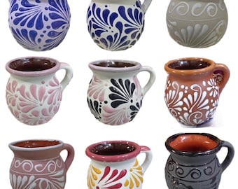 Talavera Authentic Mexican Round Coffee Mug Taza Cafe Handmade Handpainted Barro Engove 16oz 2Pc