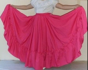 Womens Full Super Wide Skirt One Size Waist For Folkloric Dances New Handmade