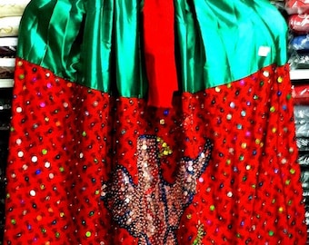 China Poblana Womens Xs-Xxl Folklorico Tri-Color Dress Set W|Eagle Sequin Nwot