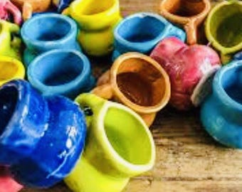 12 x mini tequila shots multi colored Authentic Mexican tequileros Cantaritos Jarritos new