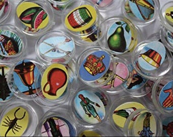 Chips Authentic Mexican Lottery Bingo Board Game Hard Plastic 1" Cards 54 Count