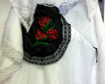 Veracruz Girls Xs-Xl Folklorico Fiesta Dance Traditional Dress Set White Lace