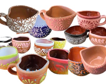 Talavera Authentic Mexican Big Heart Coffee Mug Taza Cafe Handmade Handpainted Barro Engove 16oz 1Pc