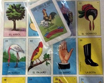 Jumbo Authentic Mexican Lottery Bingo Chalupa Game 10 Boards + 1 Deck 54 Cards