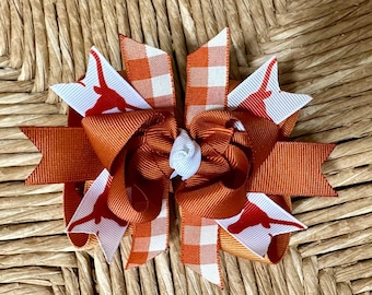 Texas Longhorns Boutique Layered Hairbow - Pink or Orange