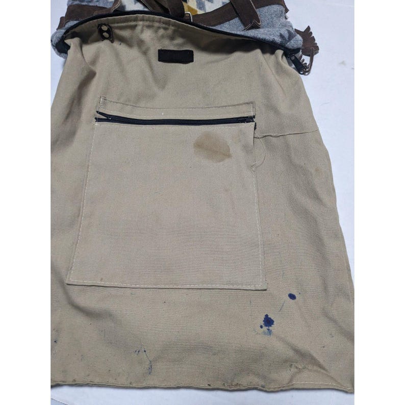 Bolso bandolera Mercy Grey hecho a mano, de lana Pendleton y cuero de Oregón, estilo suroeste. imagen 8