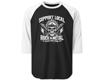 Support Local Rock & Metal Skull Raglan Shirt | Music Band Tee