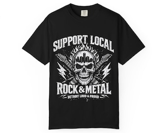 Skull Flame Detroit Tee T-shirt | Support Local Rock & Metal