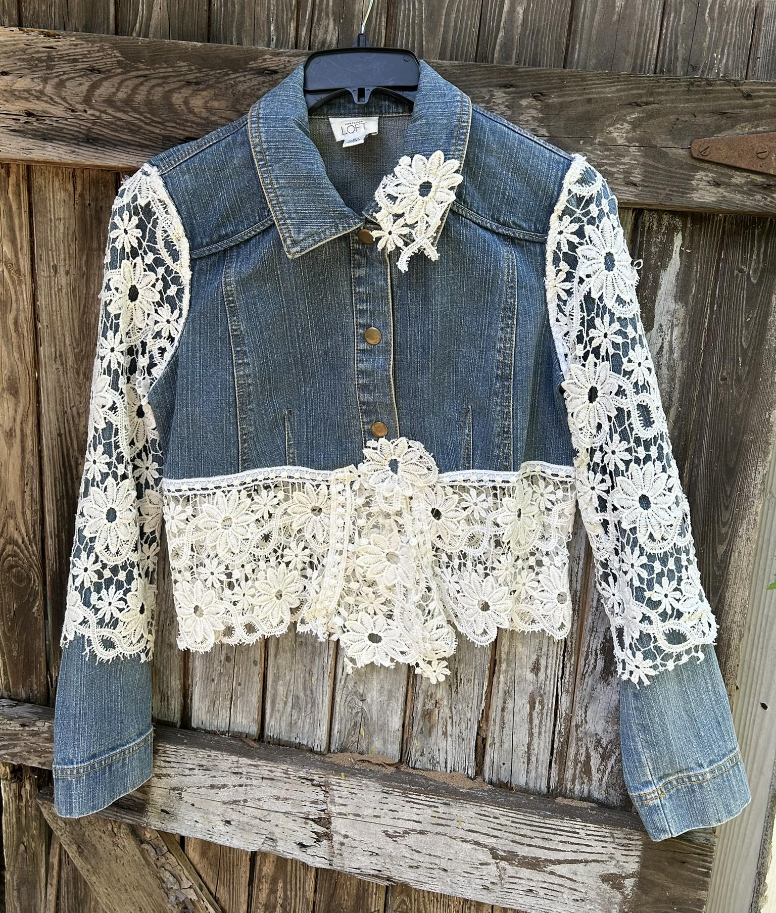 Lace Denim Jacket - Etsy