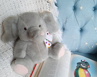 Vintage Dakin Elephant Plush Stuffed Animal 1990 Vintage Nursery Decor