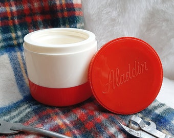 Aladdin Thermos Vintage Creamy White with RED Freezer Lid