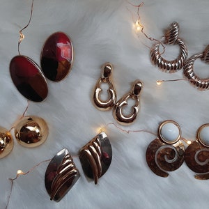 Vintage Gold tone Earrings Set of 6 for Pierced Ears ca 80s