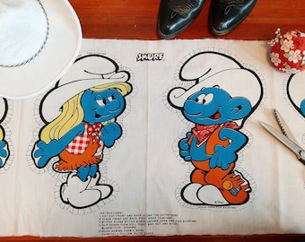 Cowboy Smurf and Smurfette Doll Set of 2 Boy and Girl Plush Toy Cut and Sew Pattern