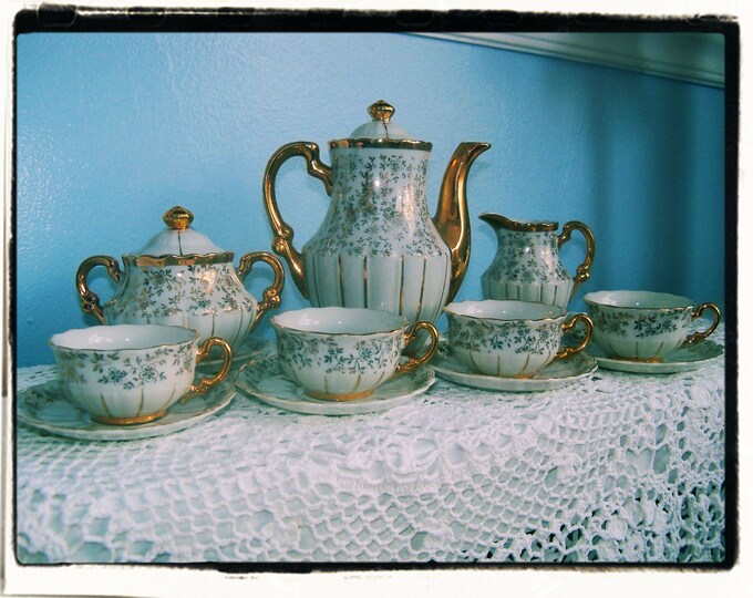 Vintage Gold Tea Pot Set Floral Bavarian Demitasse / Espresso Etsy