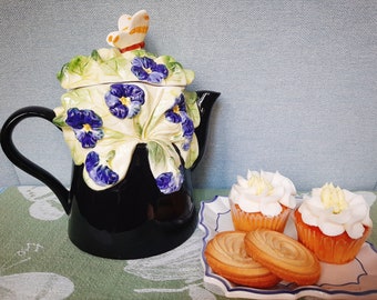 Vintage Claire Murray Sakura Potted Primrose Butterfly Teapot Garden Party Butterfly Theme