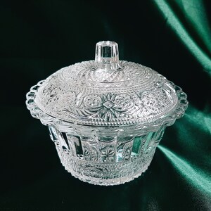 Ribbed Pressed Glass Bowl and Lid Dish KIG Indonesia Fleur De Lis image 10