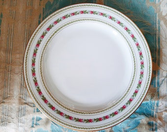 Antique Limoges Pouyant Pink Roses Plate Signed  JPL France Dinner Dish