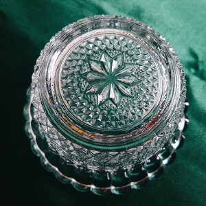 Ribbed Pressed Glass Bowl and Lid Dish KIG Indonesia Fleur De Lis image 8