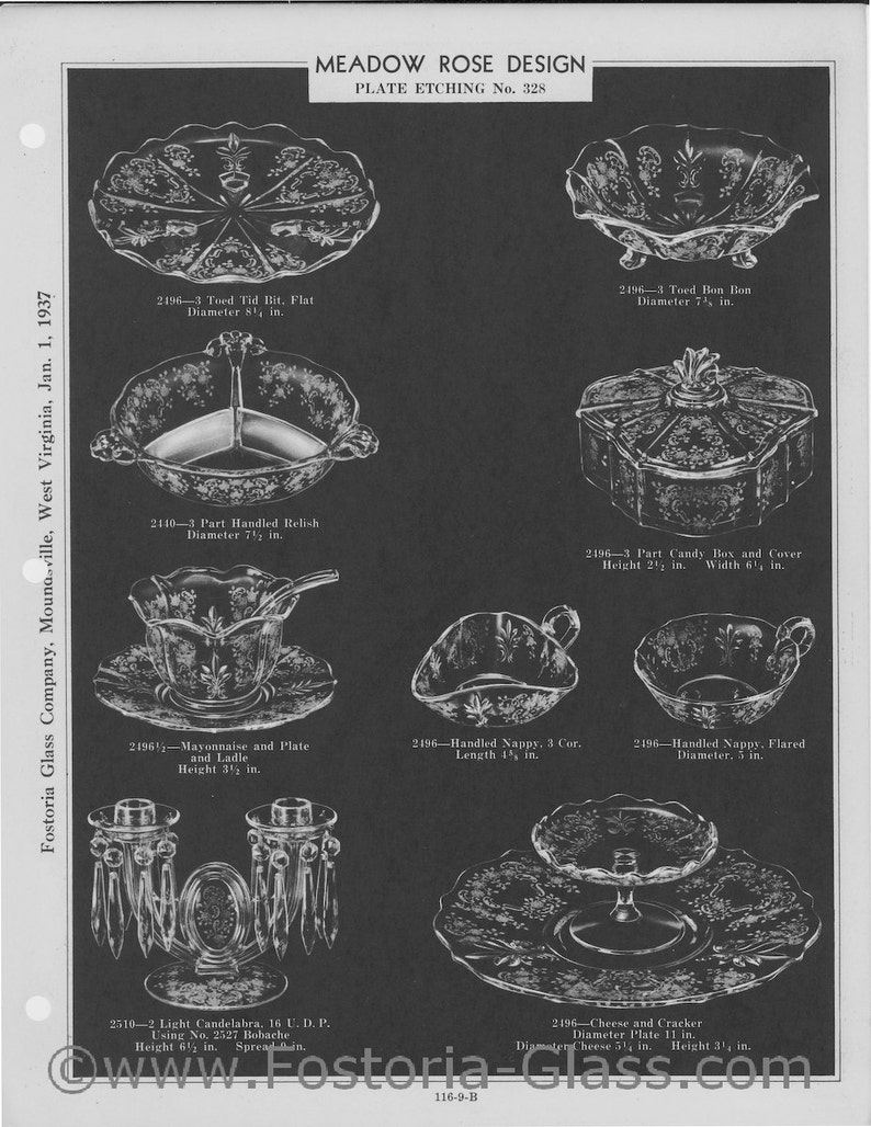 Fostoria Meadow Rose Plate / Platter Etched Glass Baroque Fleur De Lis Cracker Plate Ca 1930's image 10