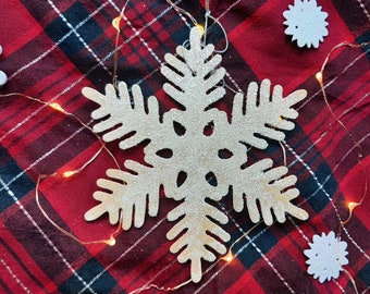 Vintage Christmas Snowflake Hard Plastic Mica Glitter Ornament ca 60s