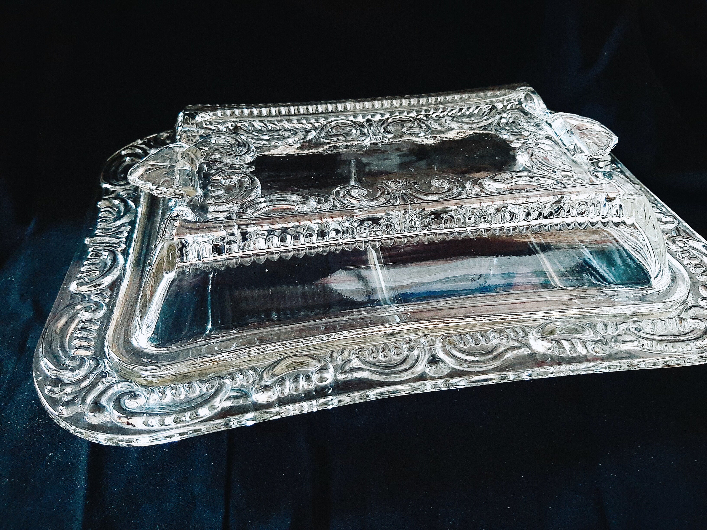 Antique Pressed Glass Divided Dish with Lid Ornate ca 20/30s Etsy