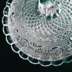 Ribbed Pressed Glass Bowl and Lid Dish KIG Indonesia Fleur De Lis image 3