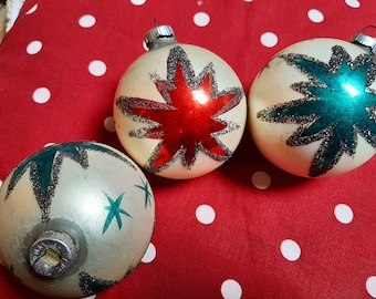 Vintage Shiny Brite Ornaments Made in Germany  Set of 3 Large Very Nice Condition