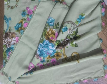 Handmade Floral Scarf | Turkish Needle Lace | Elegant Gift for Women