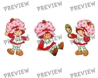 Retro Strawberry Girl SVG PNG Bundle, Vintage Cartoon Character Clipart, Sweet Berry Sublimation Design, 80s Nostalgia Cute Girl Cut File